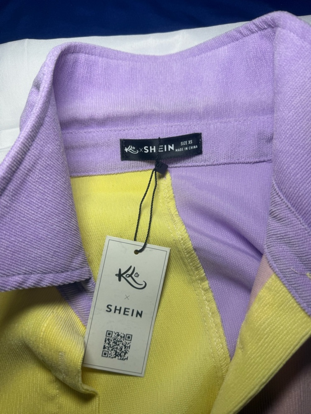 SHEIN Lavender and Yellow Colorblock Polo Shirt